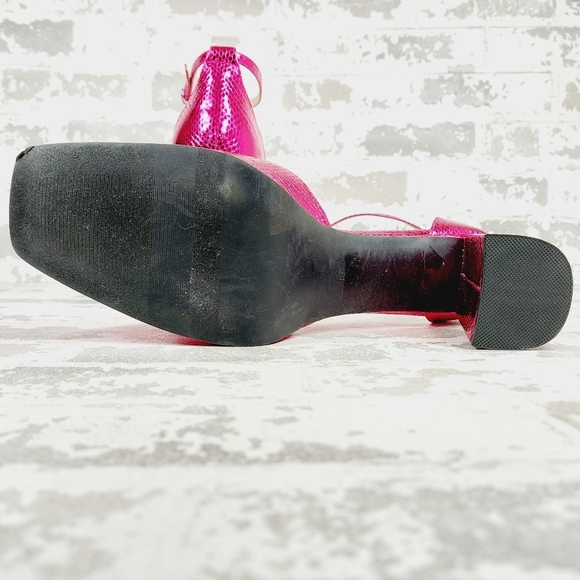 NEW BP BE PROUD Fynn Pink Metallic Ankle Strap Platform Heeled Sandals K297 - Picture 8 of 12